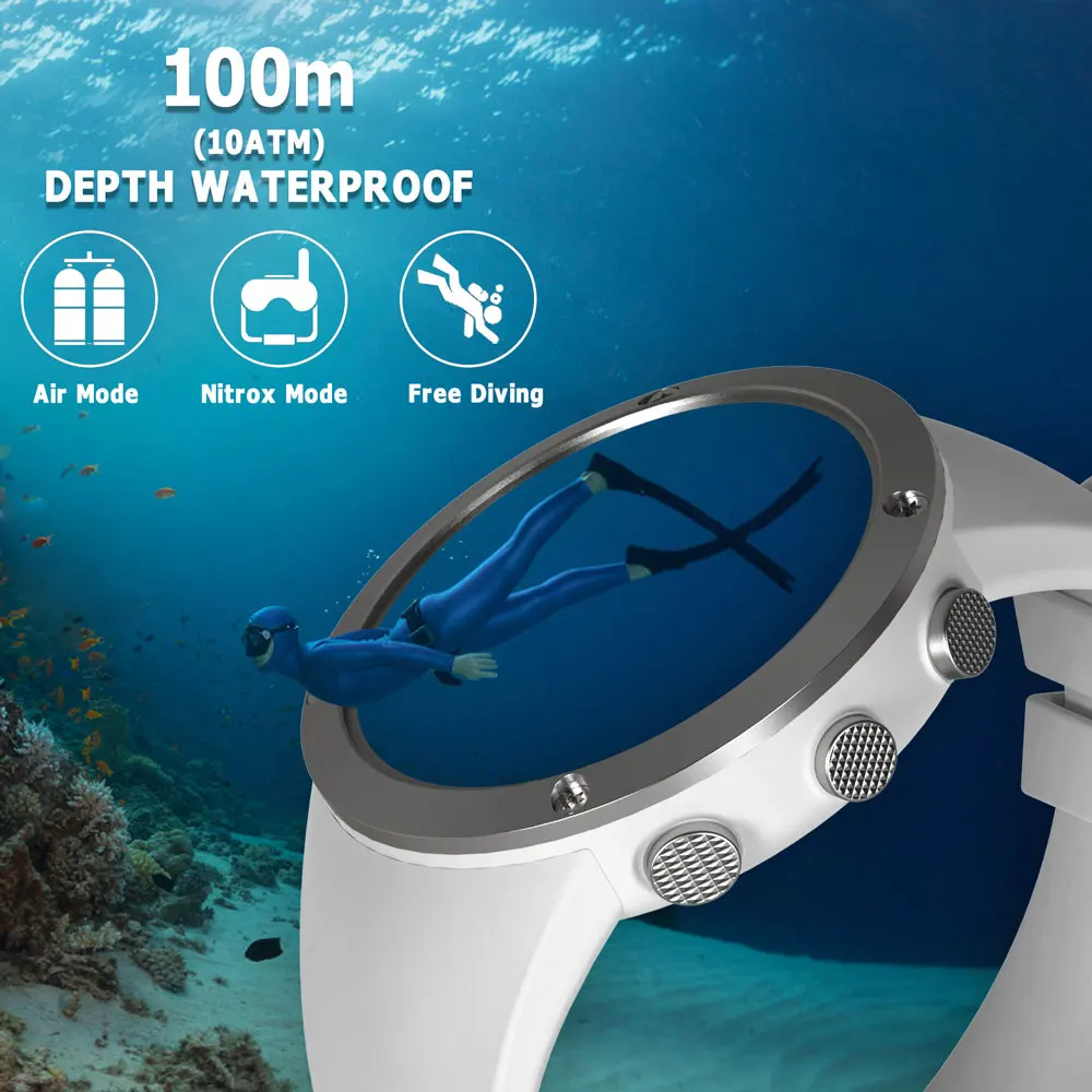 New Scuba Dive Computer Sport Watches for Men With Pedometer Altimeter Barometer Compass 100m Waterproof