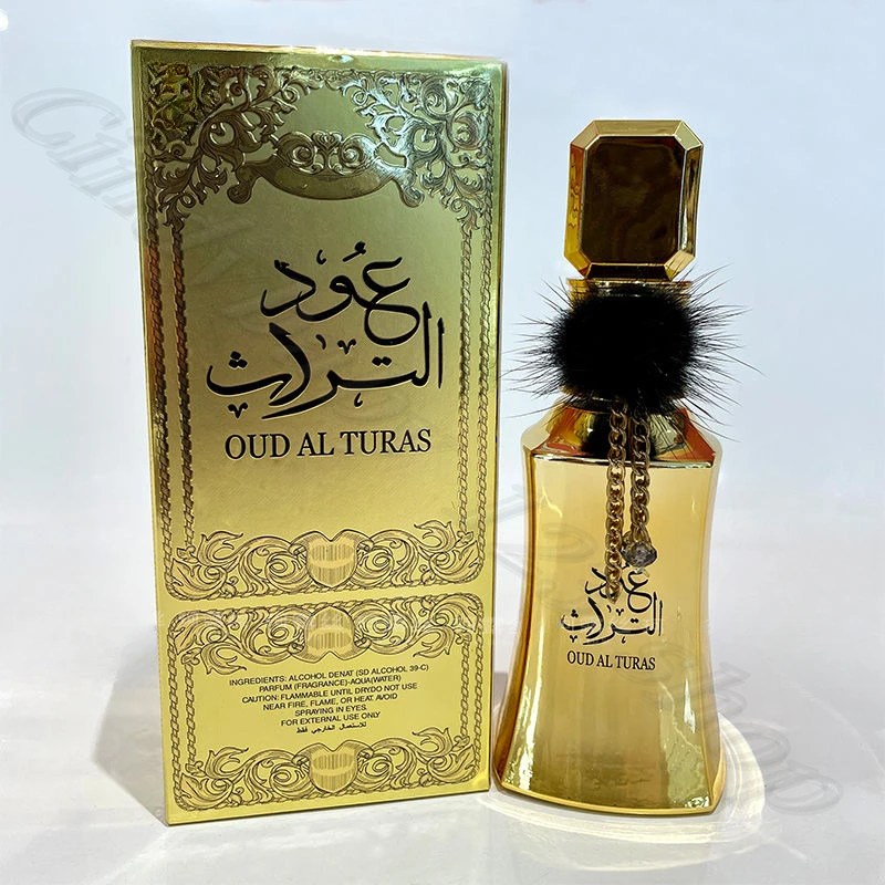 Arabian OUD AL TURAS Golden Elegant Mature Temperament Women's Perfume Fluff Ball Fig Cedar Rose Lasting Fragrance 100ML