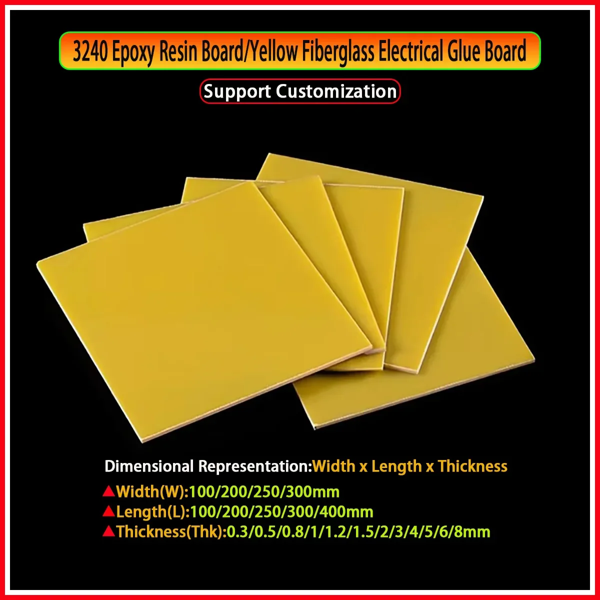 3240 Epoxy Resin Board/Yellow Fiberglass Electrical Glue Board/High Temperature Insulation Board/Customized Processing