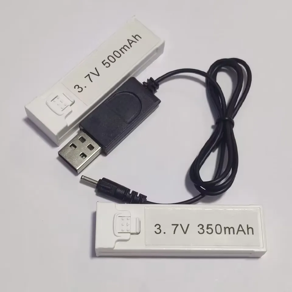 White Color 3.7V 350mAh/ 500mAh Lithium Battery + USB Charging Wire for JJRC New H107 Mini Drone Parts