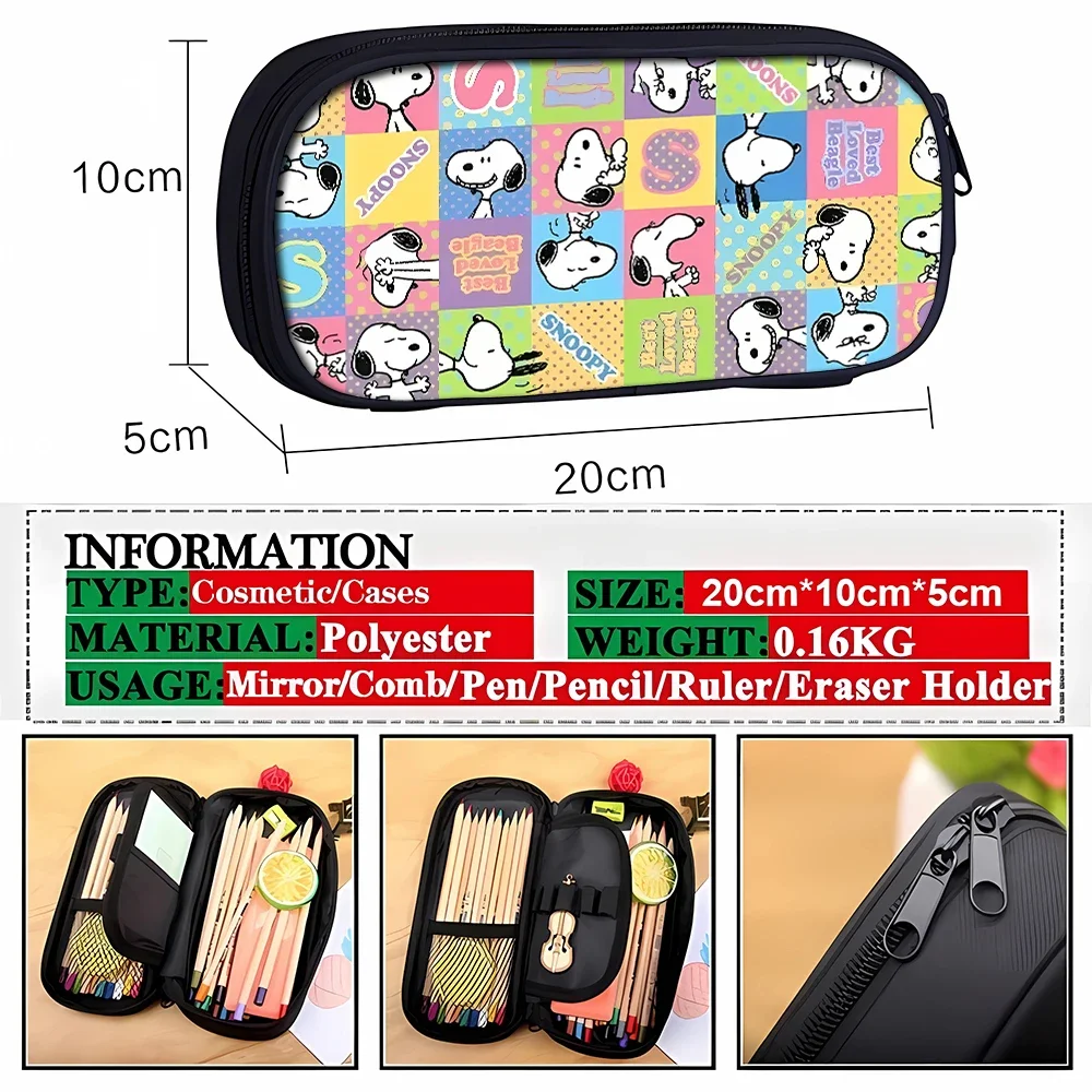 Snoopy Pencil Case Anime Figures Products Kawaii Pen Case Bag astuccio per matite di grande capacità cancelleria Supplie regali per bambini