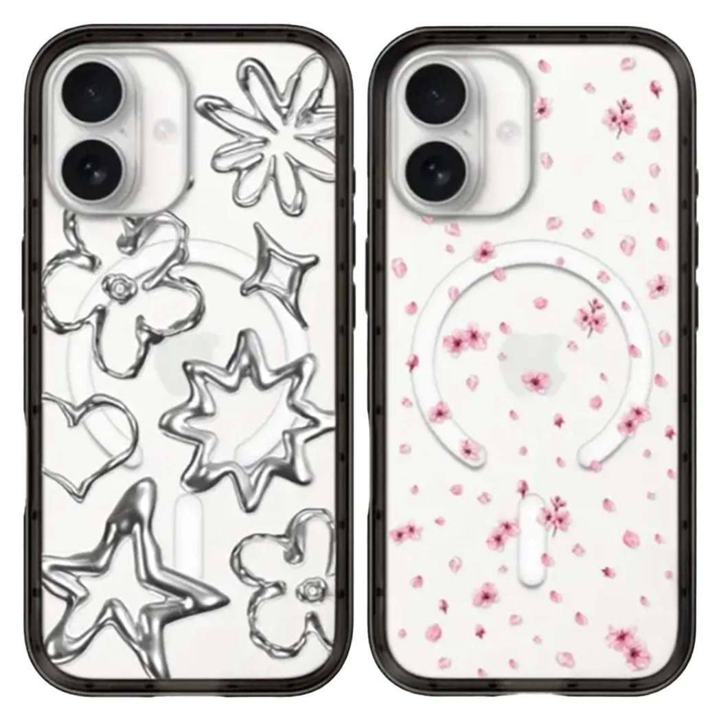 

Heart Sakura New Type Acrylic Border case for iPhone 13 14 15 16 17 Pro Max Case 17 Air - Protective Magnetic Case