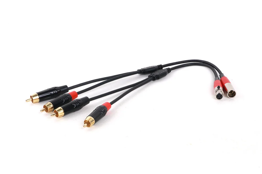 1pc 3pin 4pin 5pin mini xlr männlich/weiblich zu dual rca männlich adapter y-splitter kabel, mini xlr zu 2 rca kabel – Detail 7