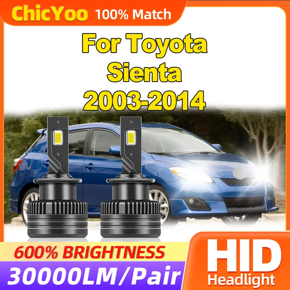 120W HID Xenon Headlamps 30000LM LED Headlight Bulbs 12V 6000K Car Lights For Toyota Sienta 2003-2009 2010 2011 2012 2013 2014