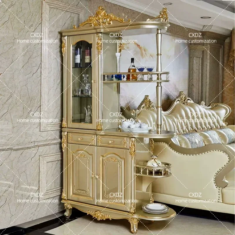 All Solid Wood Wine Cabinet Double Sided Partition Hallway Storage Locker for Living Room Villa Foyer Screen Divider