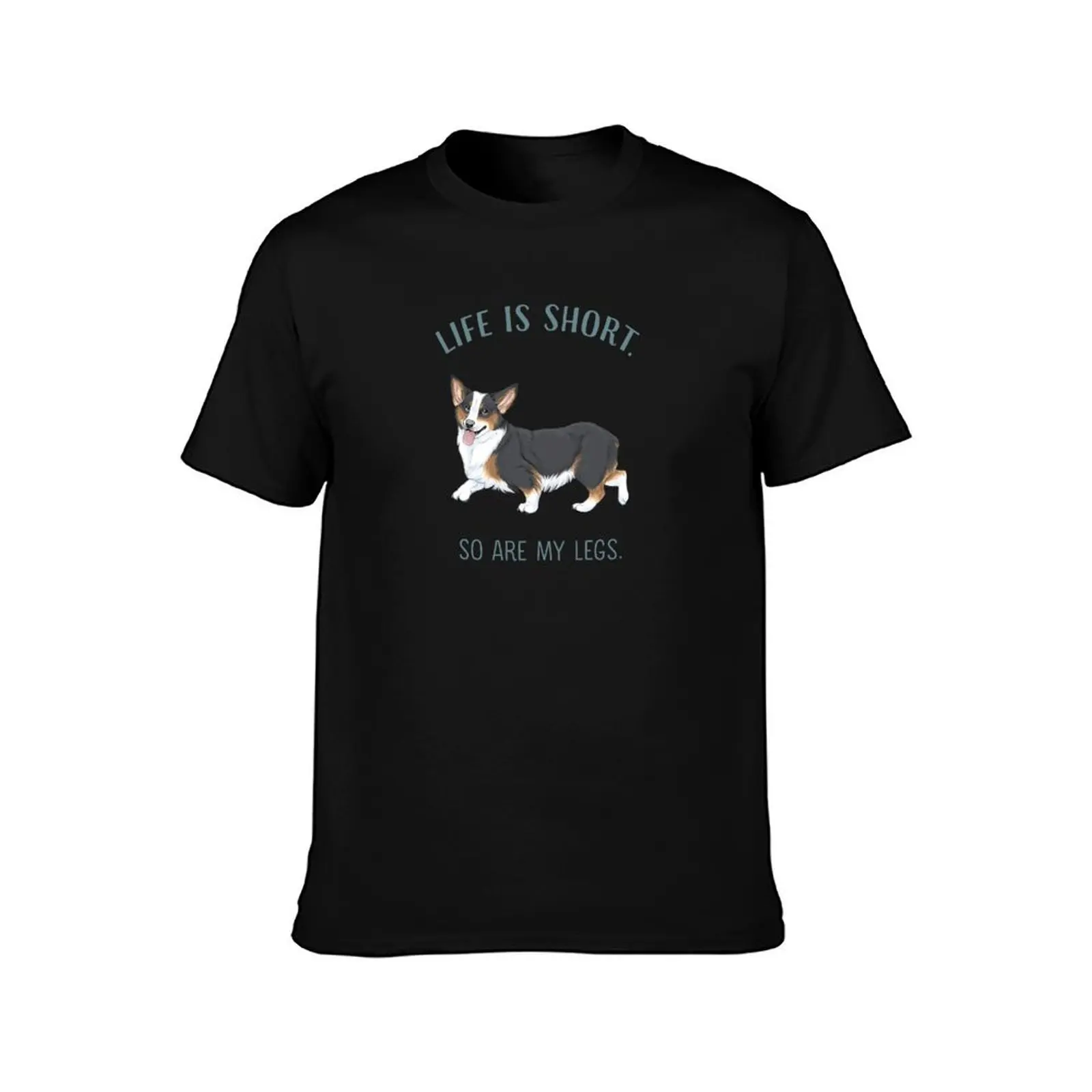 Life is short. So are my legs. // Pembroke Welsh Corgi T-Shirt Summer Casual Cotton Tee Oversized Streetwear Tops 100% Cotton