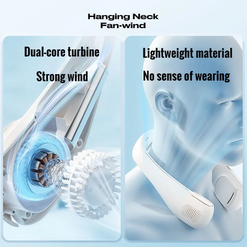 Summer Hanging Neck Fan Portable Portable Small Lazy People Hanging Neck Ear Neck Leafless Cooling Silent Mini Fan Office Sports