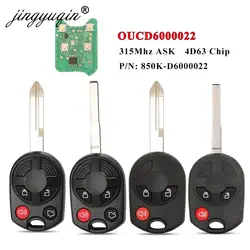 Jingyuqin chave remota para carros, controle remoto, para ford c-max, edge, escapamento, ford mazda, mercury, oucd6000022, 315mhz, transmissor id63 80bit 4b