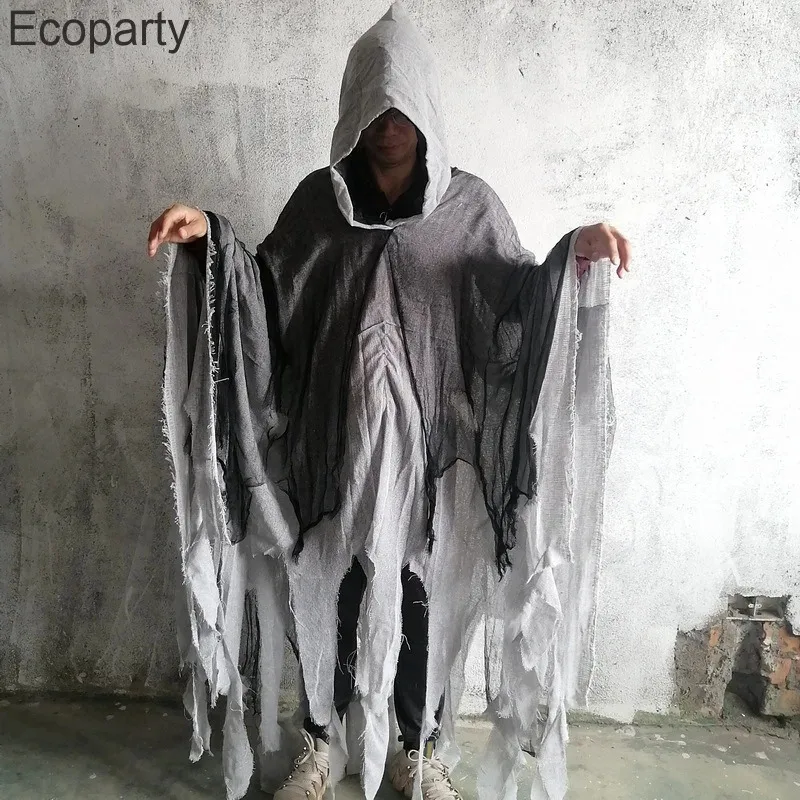 2025 ♥   جديد أزياء الهالوين شبح ديمينتورز التأثيرية للرجال والنساء على الطراز القوطي الكسول الممزق بقلنسوة قبعات بوريم يوم الموتى ☆ ★