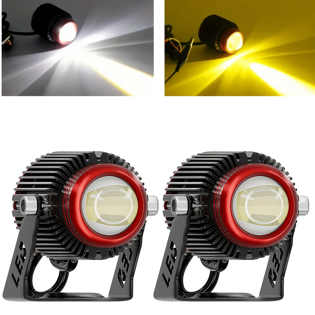 

2 Pcs 12W LED Work Light for Motorcycle 3500LM Dual Colo Spotlight DC 12V-85V Fit for Off-Road ATV SUV Boat Truck IP65