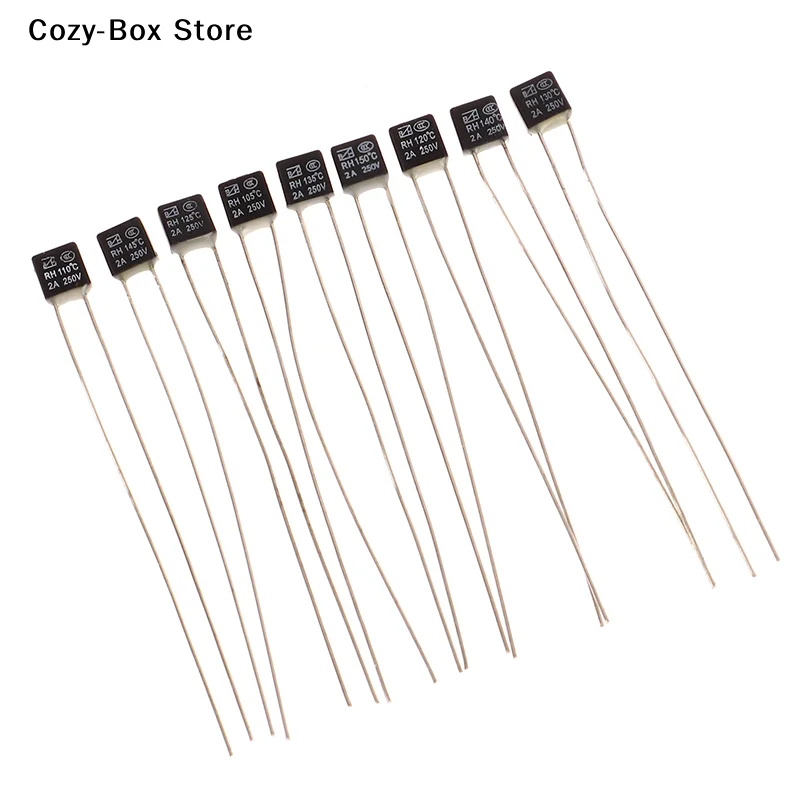 [ZY]5PCS 105 110 120 125 130 135 140 145 150 Degree Temperature Switches LED Fues Black Square Fan Motor 2A 250V Thermal Fuse