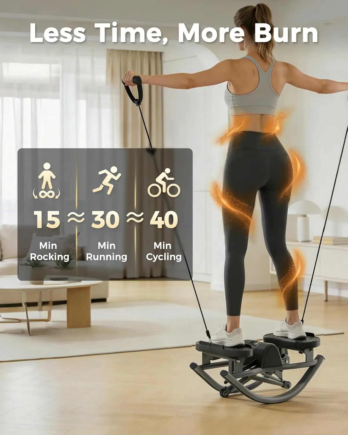 

Upgraded Steel Rock Stepper Home Rocking Stepper Side-to-Side Low-Impact Knee-Friendly Resistance Bands LCD