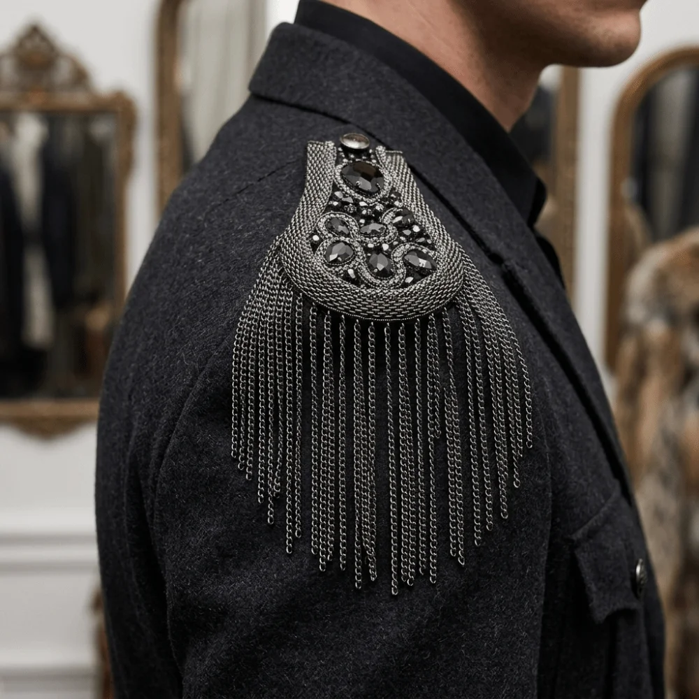 Classic Alloy Tassel Epaulettes Decorative Rhinestone Shoulder Board Shiny Hidden Safety Pins Shoulder Mark Festival Drum Corps