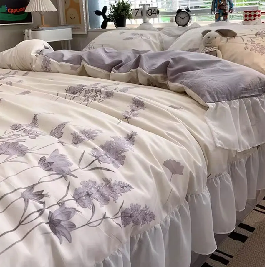 

Elegant fairyfair flower bedding set 1.2 1.5 1.8 2.0,twin full queen King cotton home textile bed sheet pillow case duvet cover