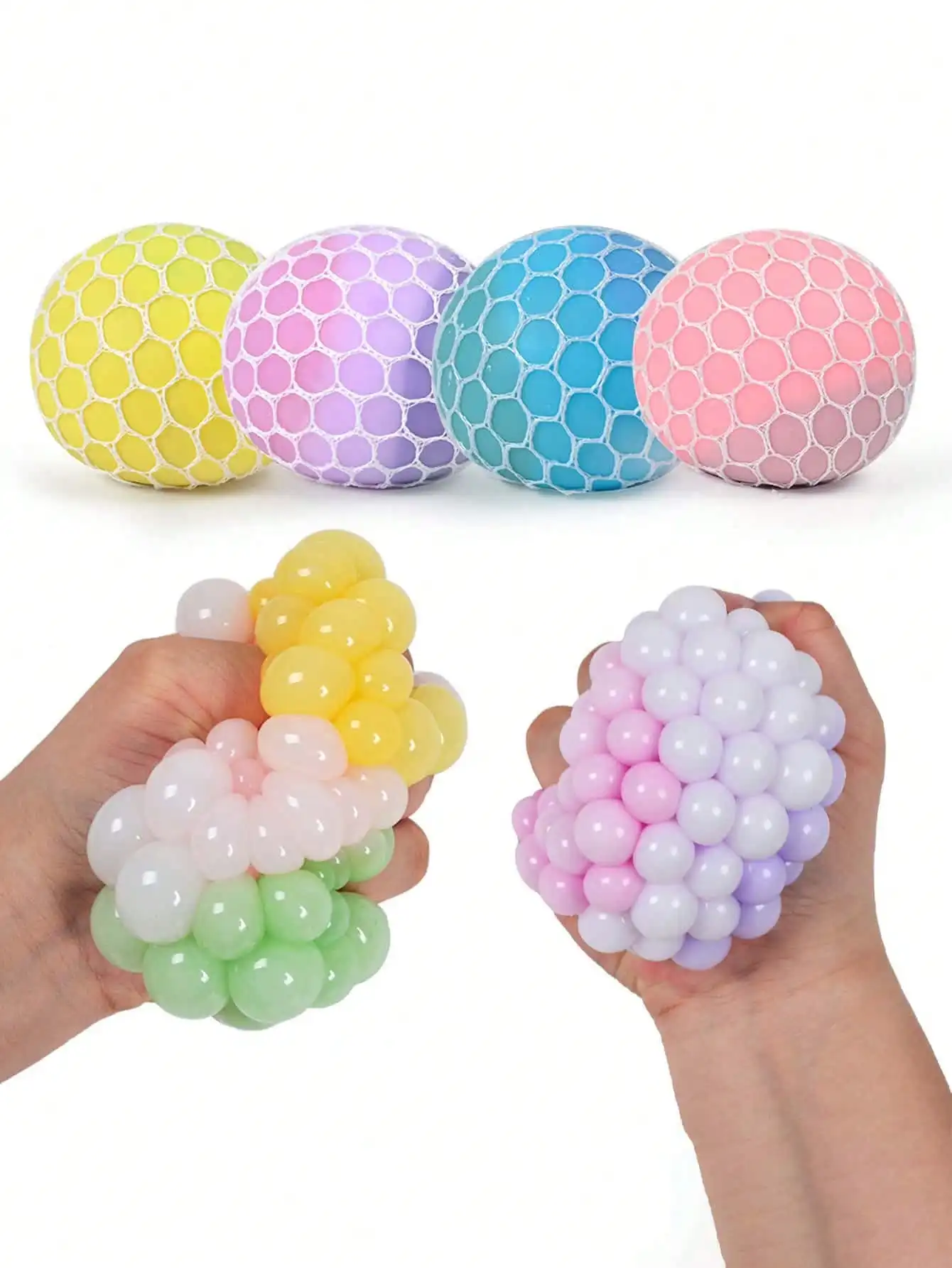 

4pcs Adult TPR Soft Rubber Grape Ball Stress Relief Toys, Color Changing, Random Color, Gift, Squeeze Ball