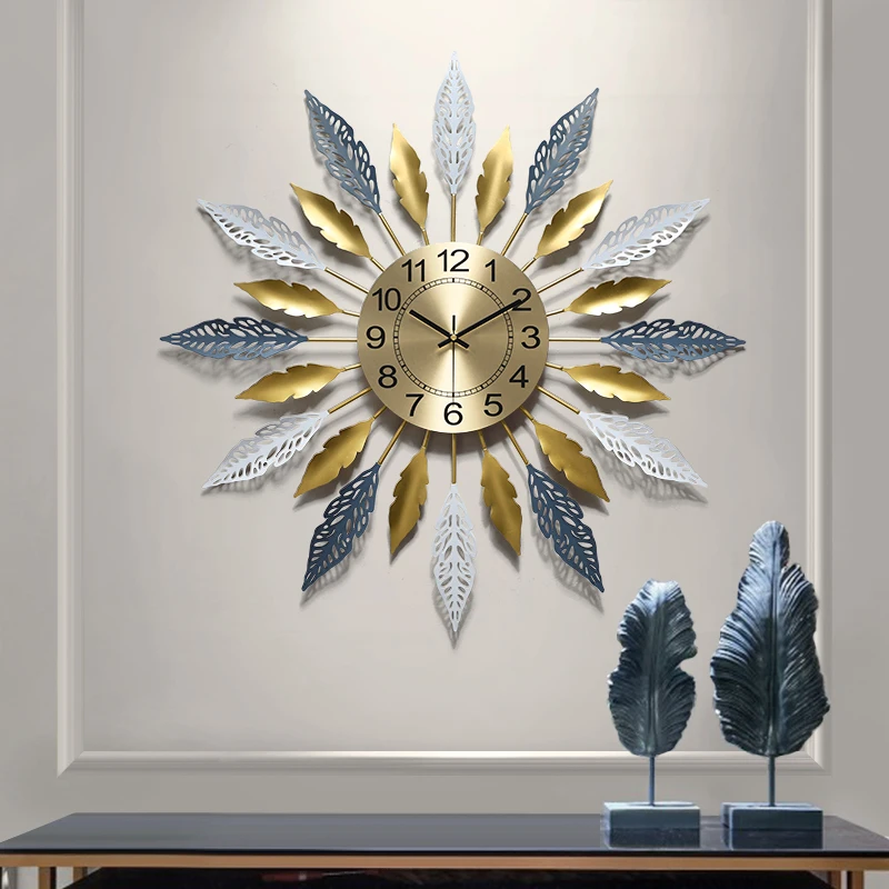 

Wall Clock Nordic Light Luxury Fashion Living Room Decorative Clocks And Watches Creative Silent Metal Bell Wall Clock Modern