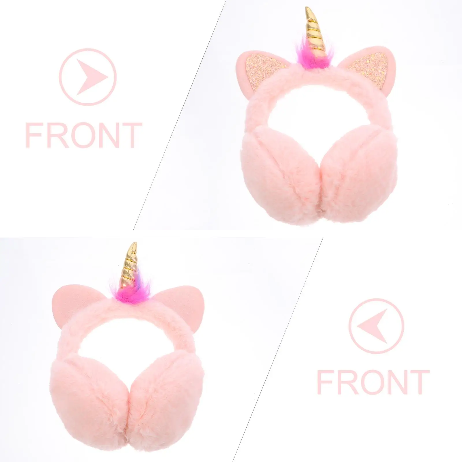 2 Pcs Plush for Kids Girls Furry Cartoon Ear Warmers Protect from Freezing Soft Comfortable Skin Friendly