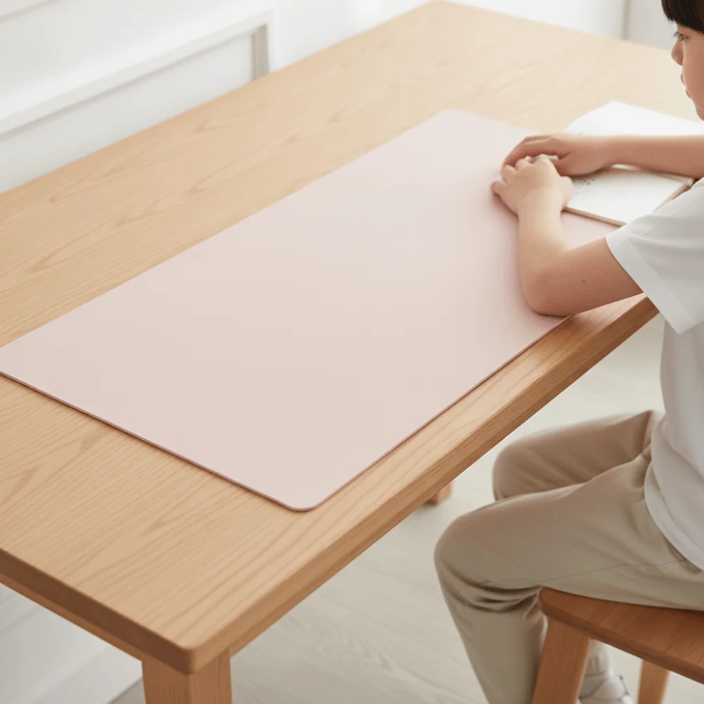 Desk Blotter Leather Writing Pad Cork Waterproof Table Protector Minimalist Oil-proof Keyboard Mat Study