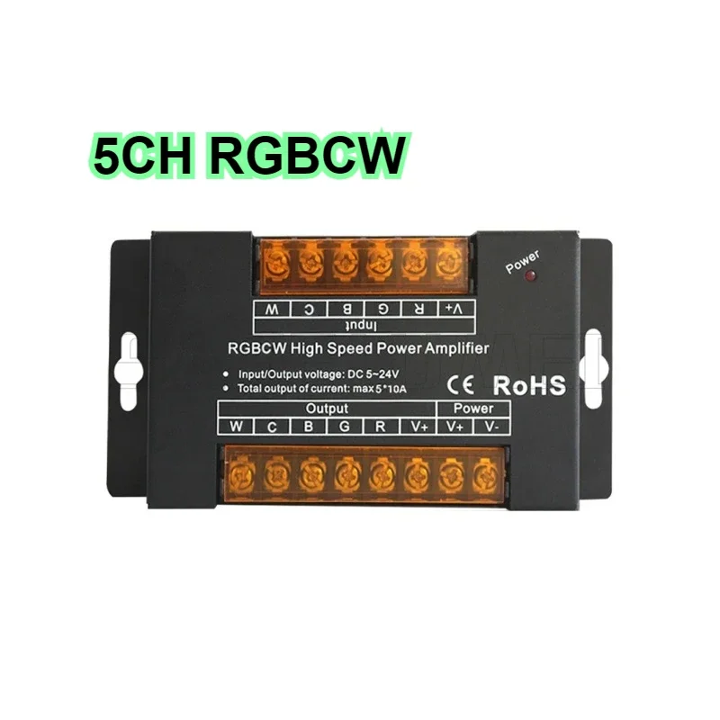 RGBW RGBCW RGBCCT High Speed LED Power Amplifier 40A 50A Channel 4 Channel 5 Signal Repeater Control RGBW RGBWW RGBCCT Strip