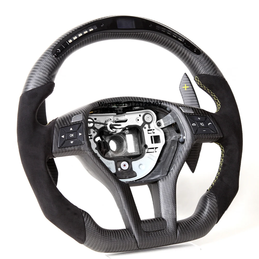 LED LCD Real Car Carbon Fiber Steering Wheel for E Class W213 GLC C-class W205