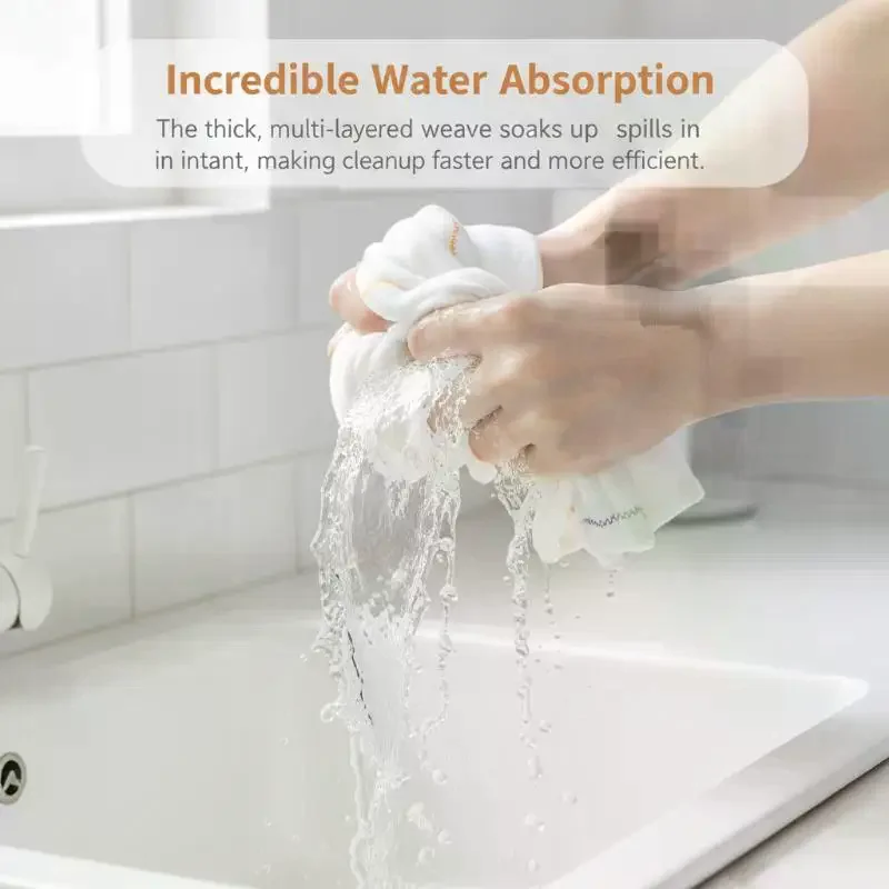 10Pcs Dishwashing Cloth Kitchen Rainbow Cloth Absorbent But Not Shedding Hair Table Cleaning Towel Household Thick Scouring Pad