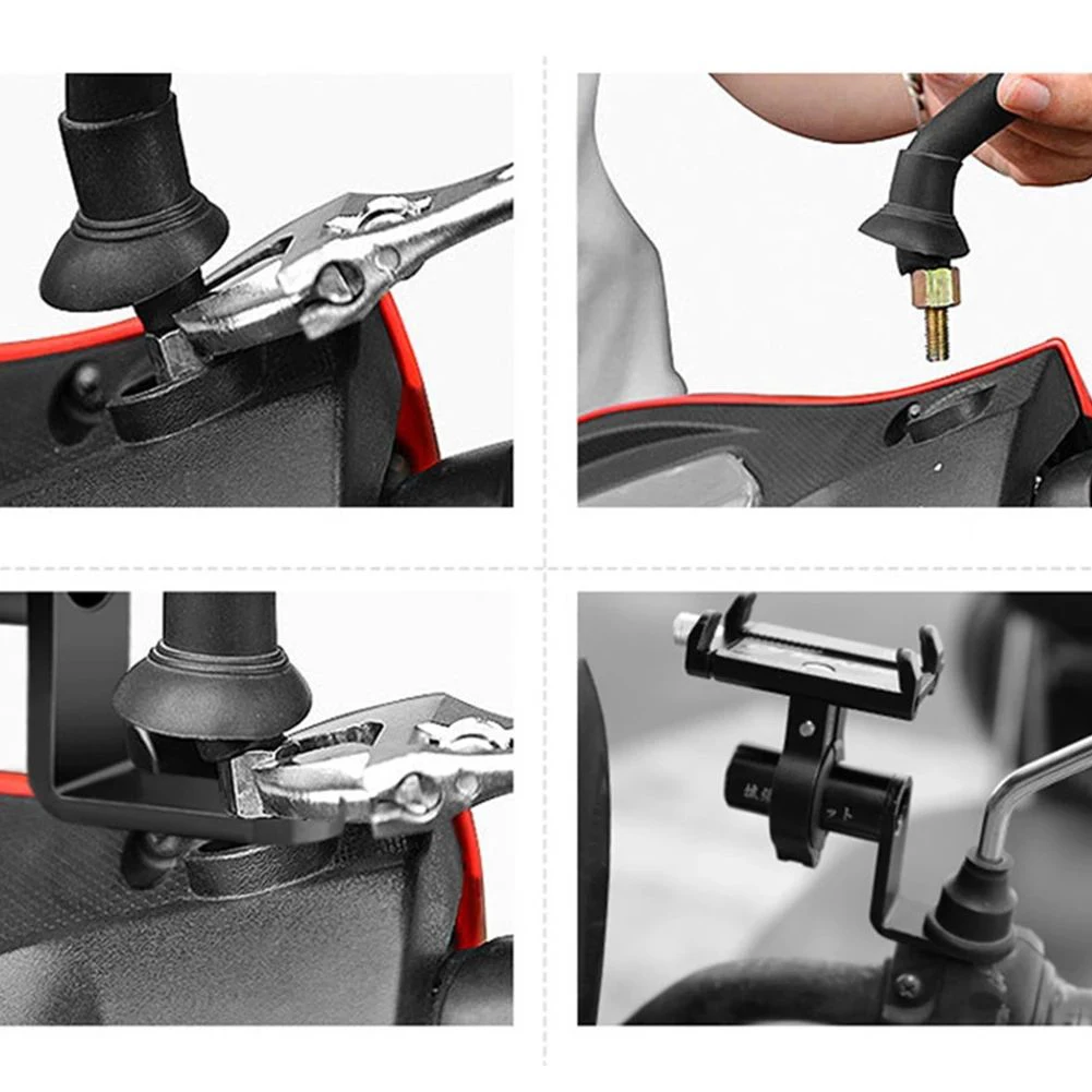 

Motorcycle Phone Holder Handlebar Stand Bikes Rear View Mirror Mount Extender Security Lock Supported Telephone Stander