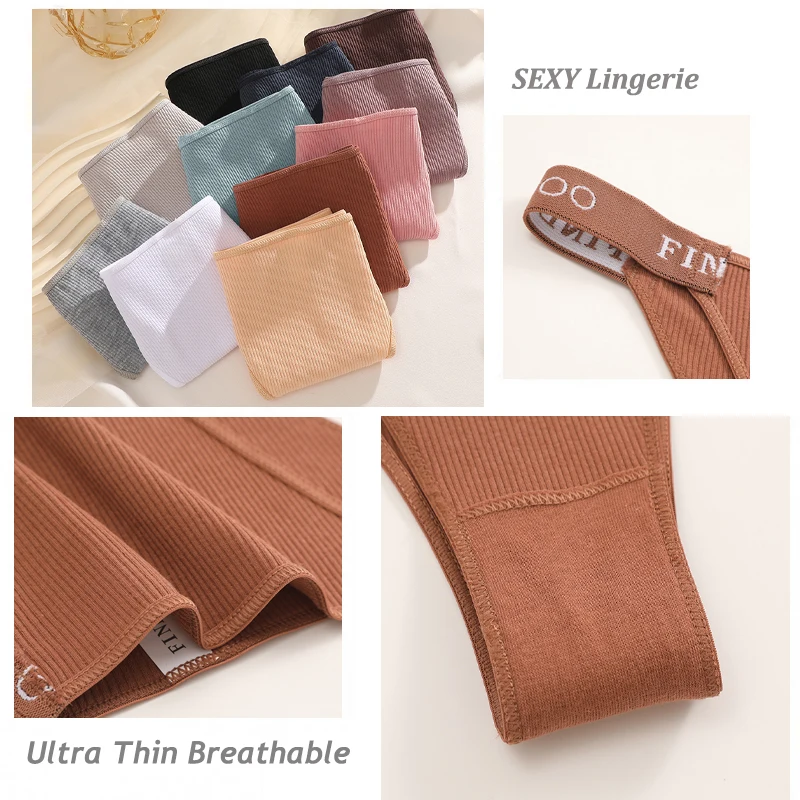 6PCS/Set Women Cotton Panties Sexy Low Rise Brazilian Panties Letter Elastic Waist T-Back Comfortable Underwear Girls Lingerie