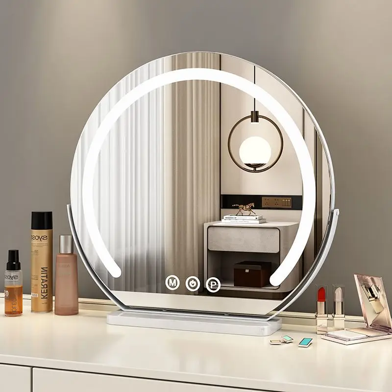 LED makeup mirror dressing table desktop bedroom rechargeable three colors intelligent cosmetic mirror