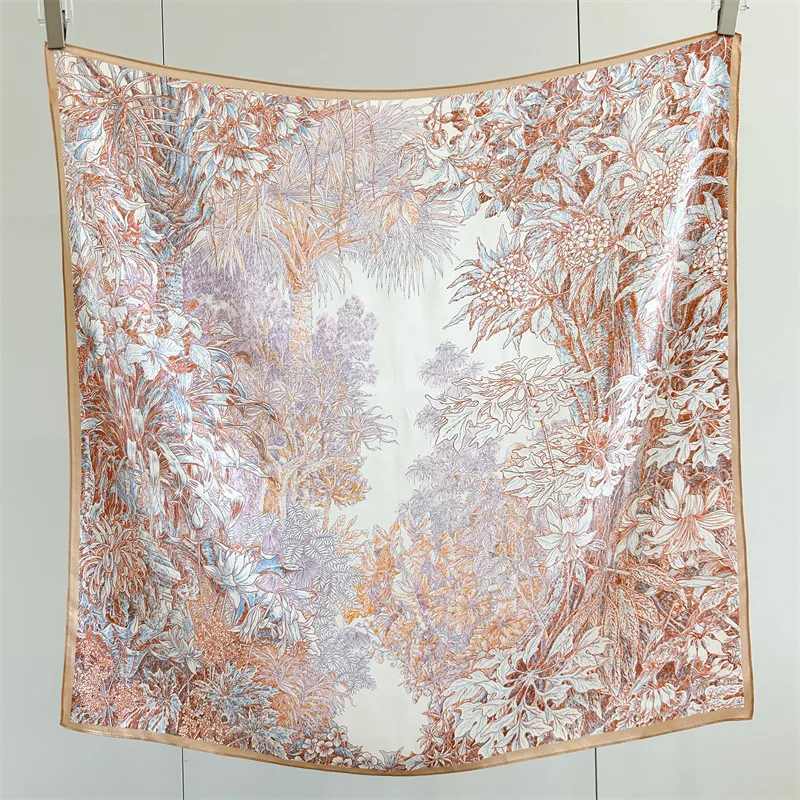 Soft Silk Scarf Women Square Bandanas 90 Shawls Bag Belt Decoration Head Hair Accessories Valentine's Day Gift view 2