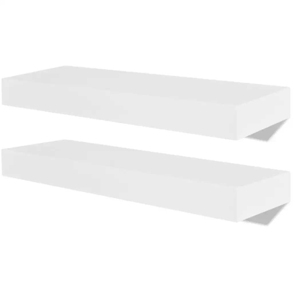 2 weiße MDF-Wandregale für Bücher/DVD-Aufbewahrung, Organizer, Heim- oder Wanddekoration, Schlafzimmer, Wohnzimmer, Wand schwebend