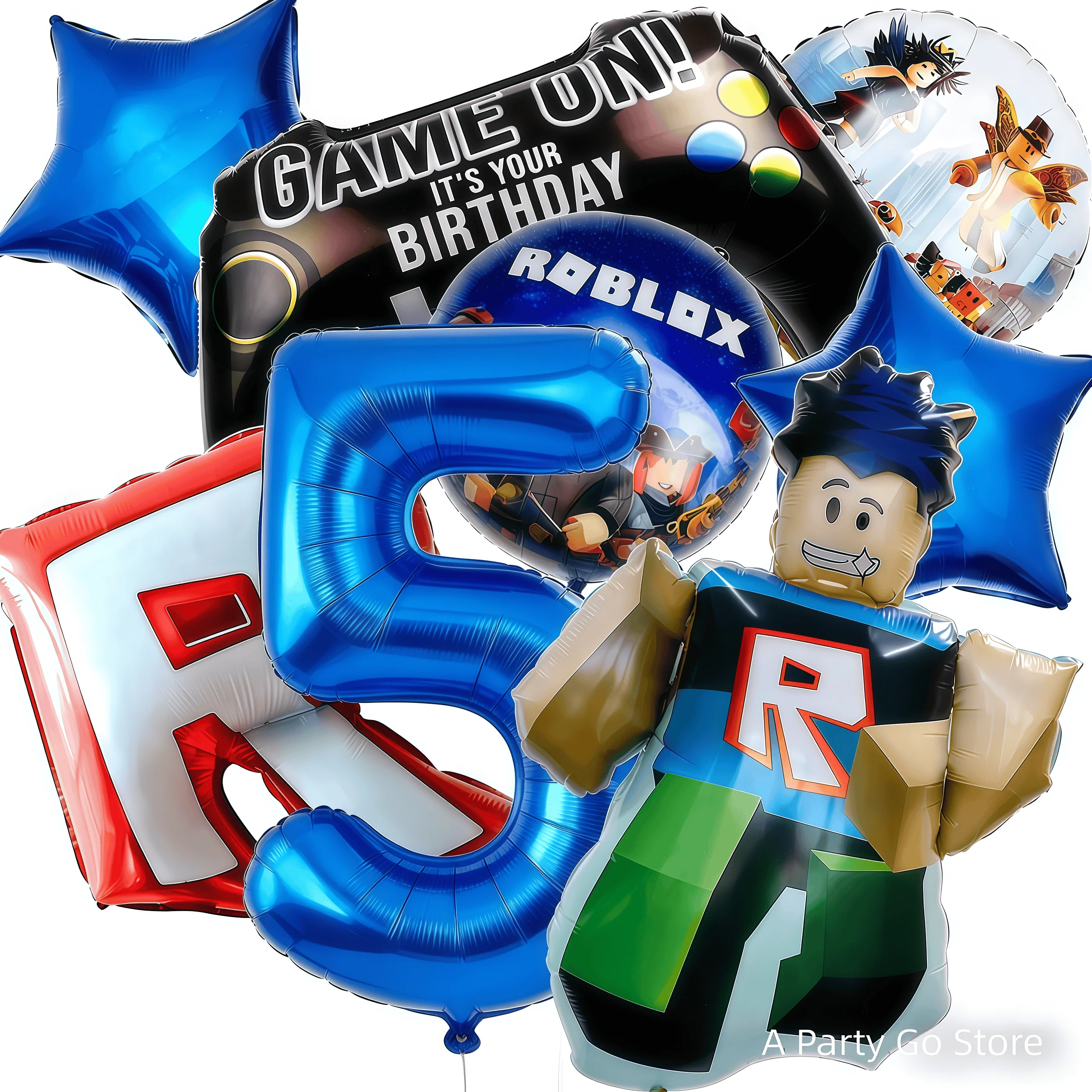 Roblox Ballonnen Cartoon Game Roblox Set Jongensballonnen Cartoon Dubbelzijdig gevormd Verjaardagsfeestje Decor Babyshower Nummer