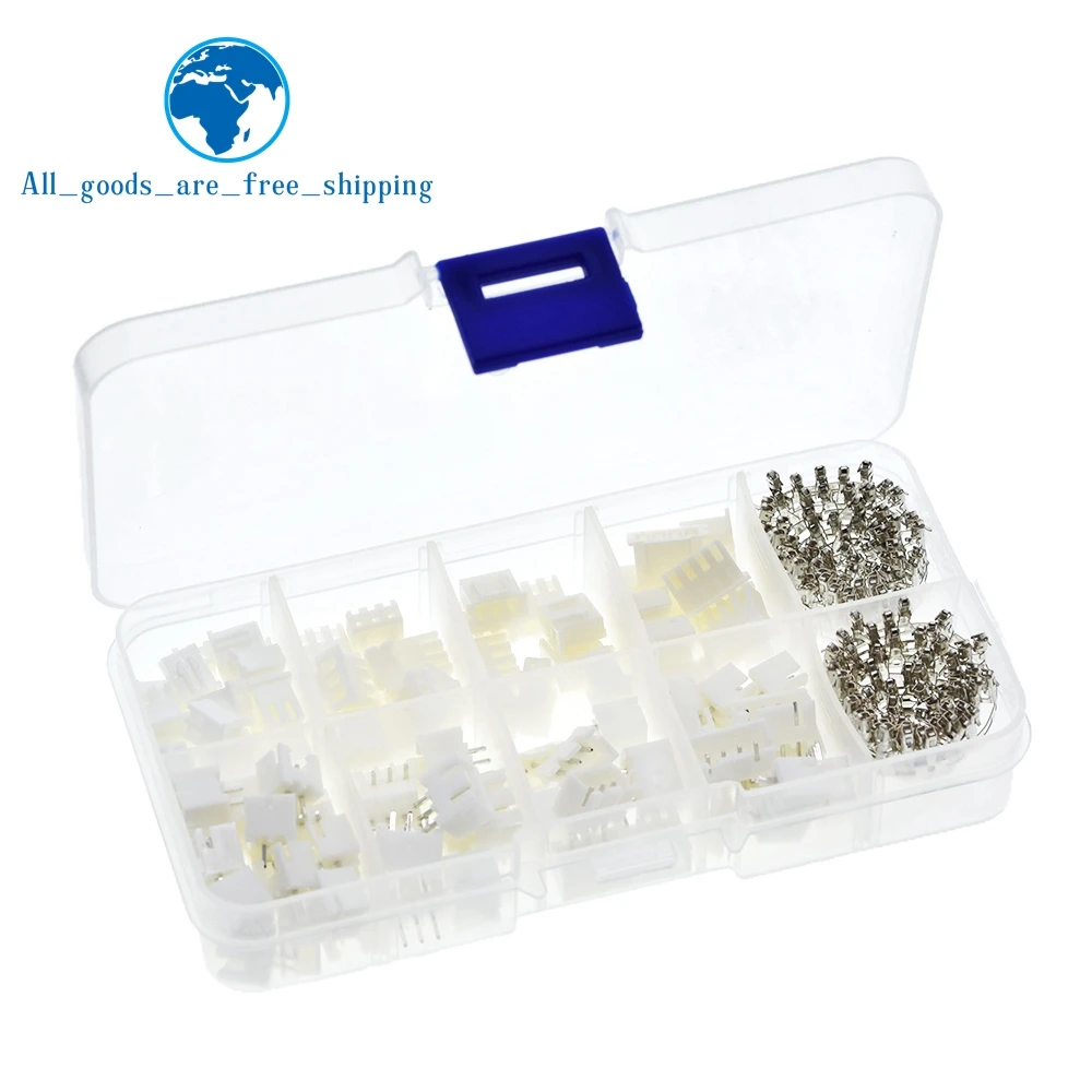 TZT 250pcs 50Sets/box kit 2.54mm XH2.54 2p 3p 4 pin Connector plug + straight needle + terminal socket Header wire Adaptor Y A S