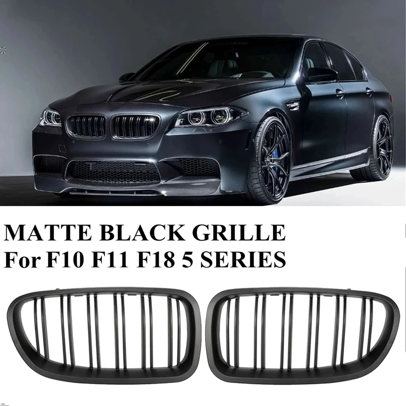 Matte Black Car Front Kidney Grille Grill For-BMW 5 Series F10 F11 F18 M5 2010-2017