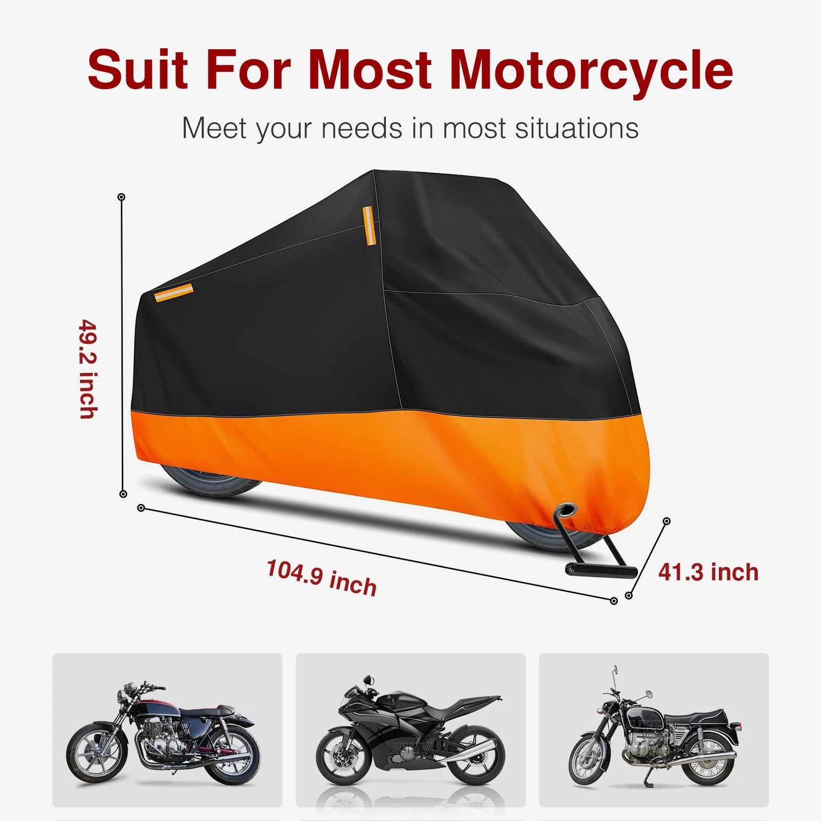 Outdoor Motorcycle Cover Waterproof Thickened Polyester Tarpaulin UV Protective – Fit for Loncin Voge 200AC / 300AC / 300R