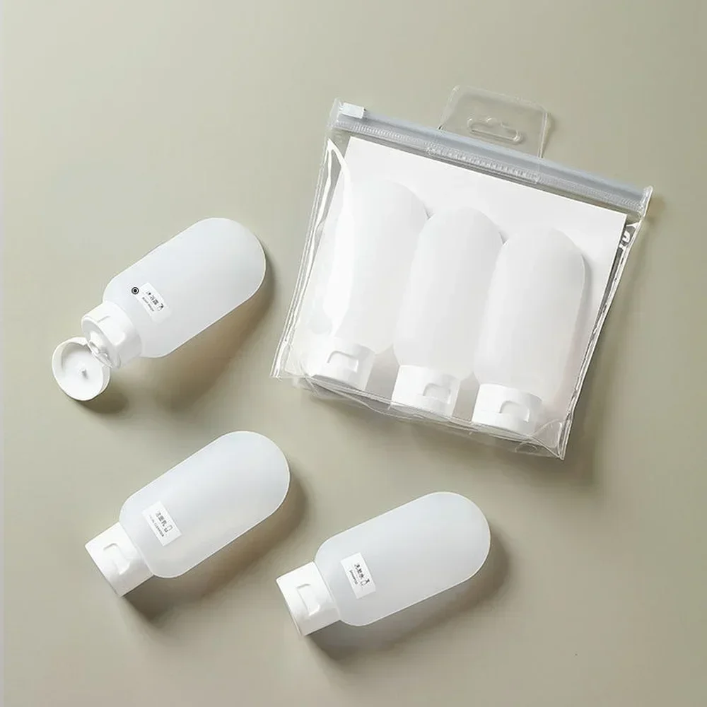 Przenośne butelki na szampon i żel pod prysznic Essence, 3 szt./zestaw, wielokrotnego użytku, mogą być zabranione na pokład samolotu, styl skandynawski