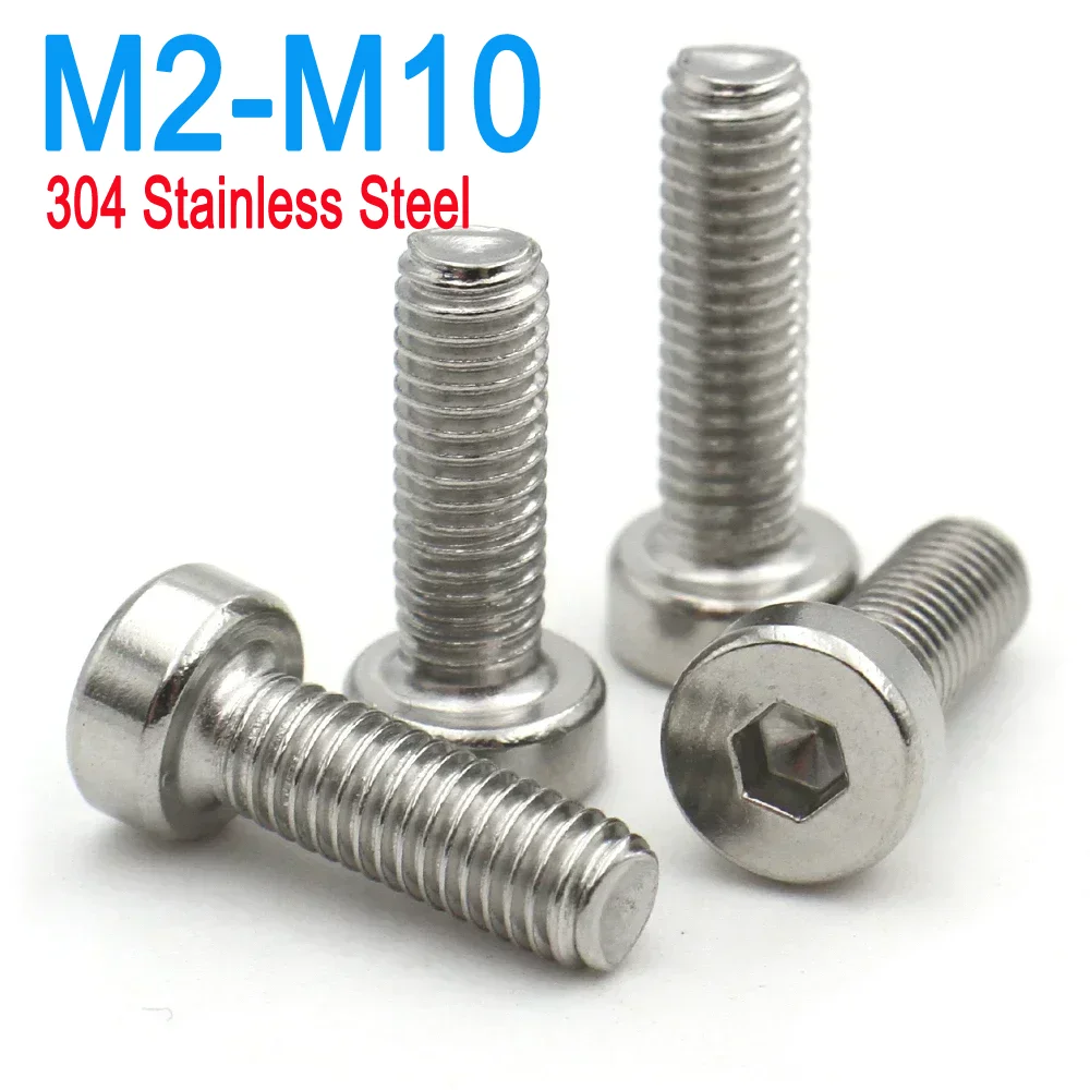 M2 M2.5 M3 M4 M5 M6 M8 M10 304 الفولاذ المقاوم للصدأ DIN7984 عرافة المقبس مسدس رقيقة قصيرة غطاء منخفض مسمار لولبي الرأس 2/5/10/20 قطعة