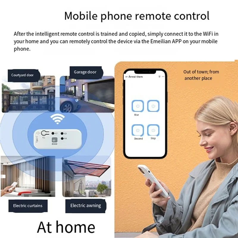ABSQ-Ewelink 433Mhz duplicador de Control remoto para puerta de garaje para cortina enrollable eléctrica toldo parasol
