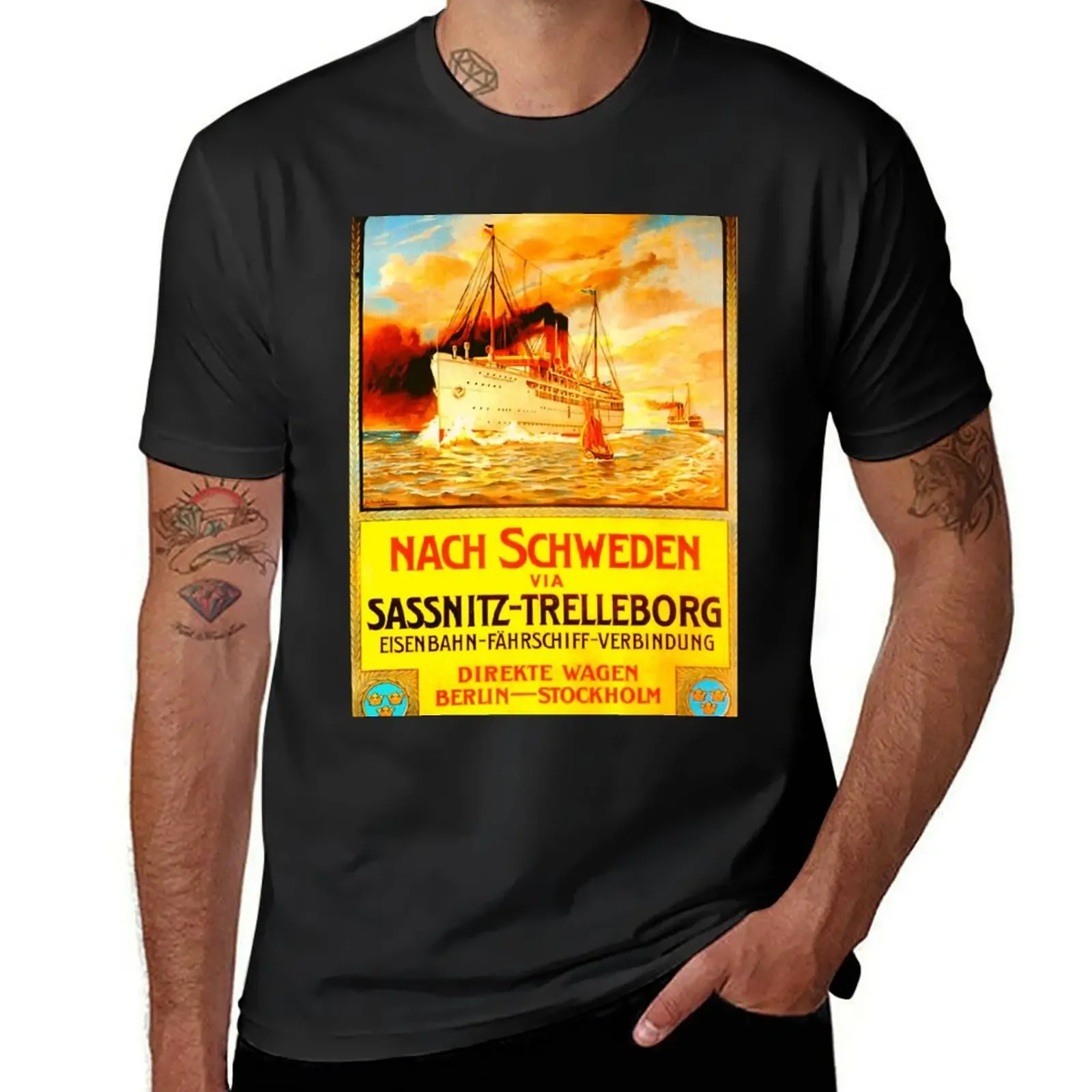 Sassnitz to Trelleborg - German Ferry (1909) - Classic Vintage Retro Travel Poster T-Shirt