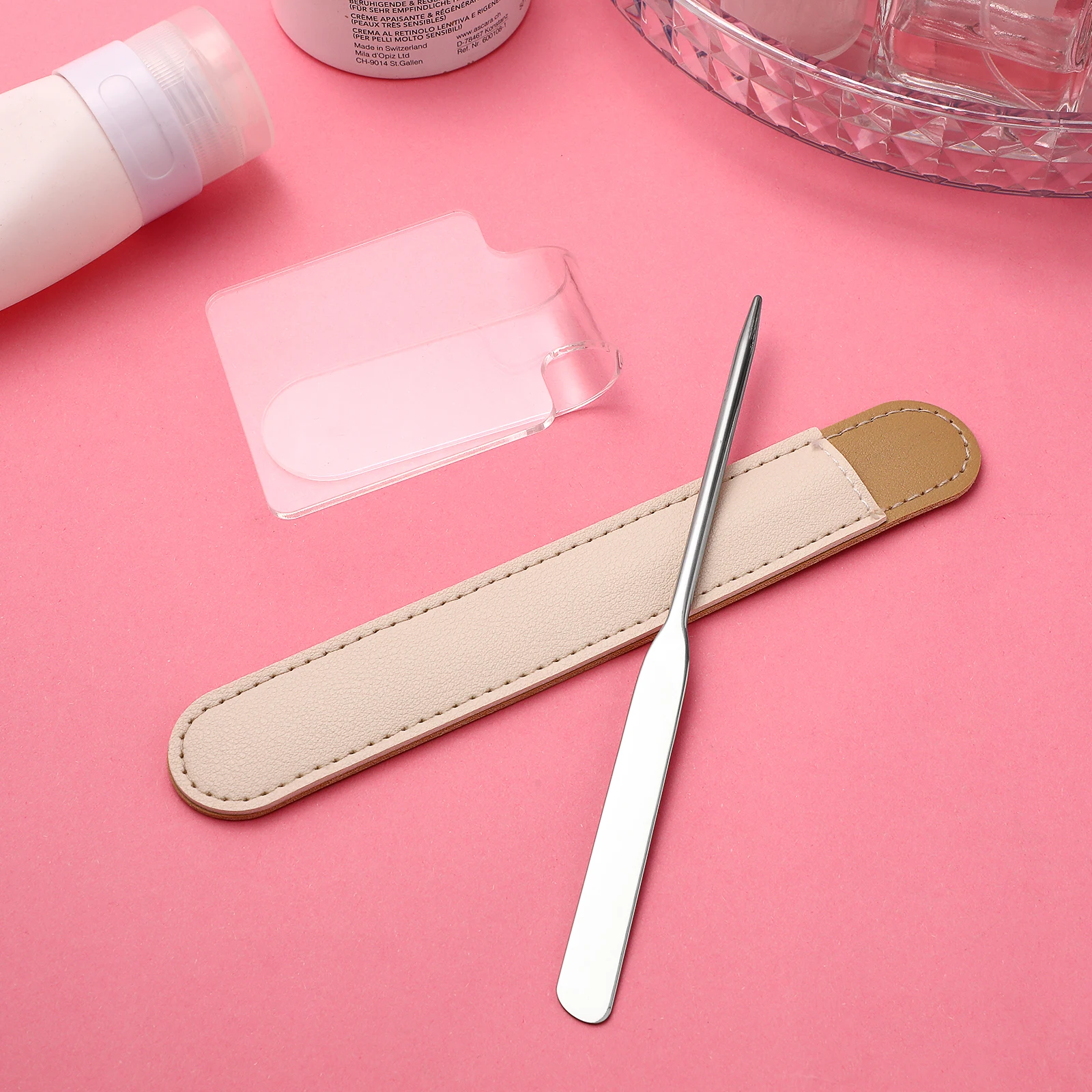 

Mixing Palette With Spatula Clear Foundation Tray For Women Artists Tool Foundation Mixing Board Acrylic Makeup Plate