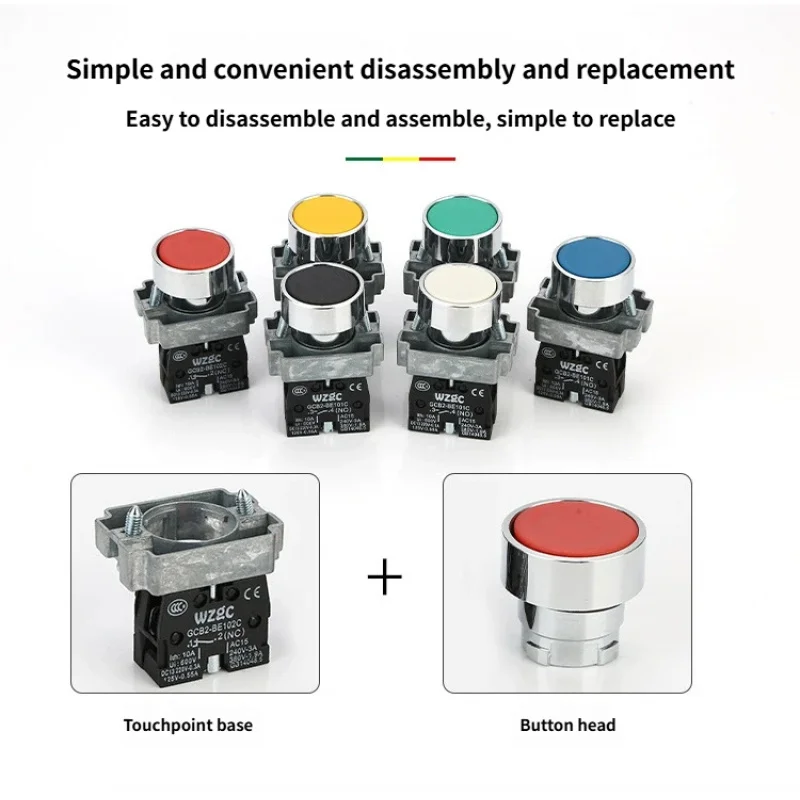 XB4Push Button Switch Momentary Self-Resetting Flat High Head22mmPower button switch with lightXB4-BA41 BA42  10A NC / NO