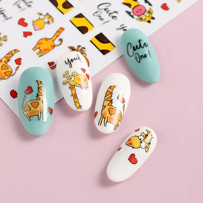 Nail Decoration Cartoon Colorful Sweet Lovely Cute Nail Art Nail Patch Cookies Nail Tool Nail Enhancement Sticker Giraffe Beauty