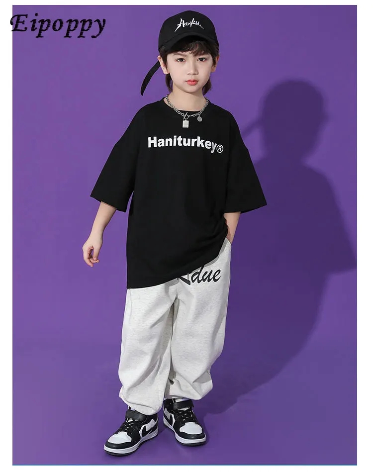 بدلة رقص للأطفال بأكمام قصيرة ، ملابس عصرية للأولاد و الفتيات ، زي هيب هوب