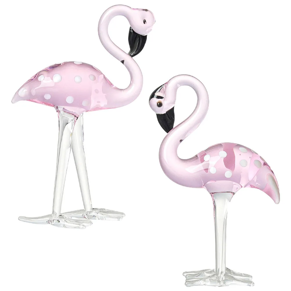 

2Pcs Pink Flamingo Crystal Ornament Desktop Decorative Statuette for Living Room Bookcase Garden Winter-Proof Fade Resistant