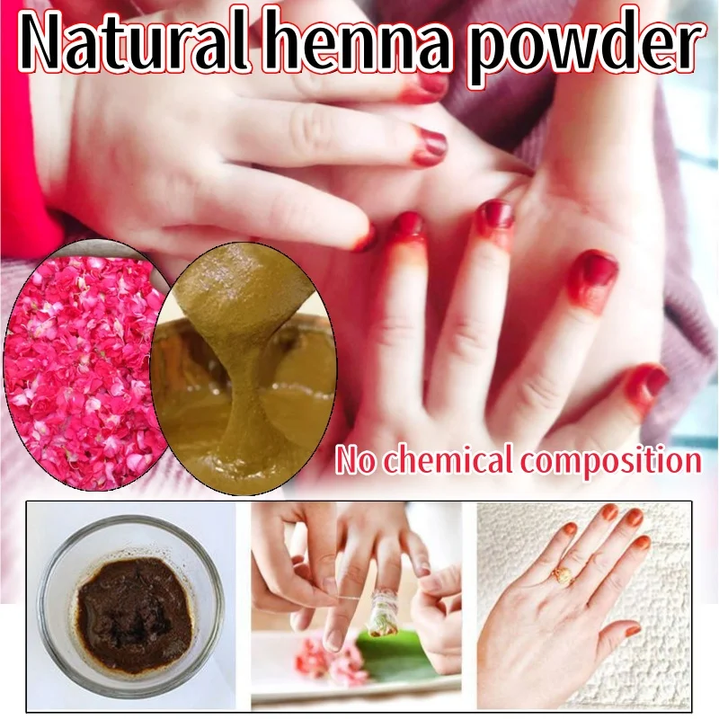 Pure Natural Henna Pollen Healthy and Non-harm Nails Long-lasting Dyed Wine Red Brown Red Pollen 20g