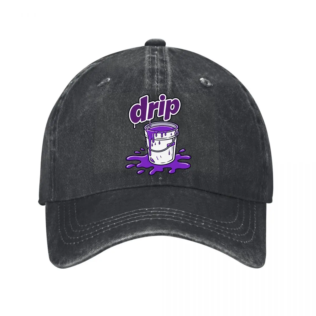 Drip Graffiti Purple Paint Splash Street Art Washed Baseball Cap Outdoor Hat
