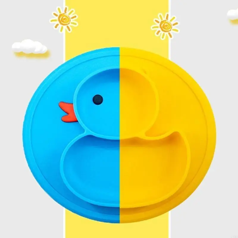 Bát silicon 2 ngăn cho bé tập đi Bát đĩa chống trượt Máy rửa chén an toàn L8RB