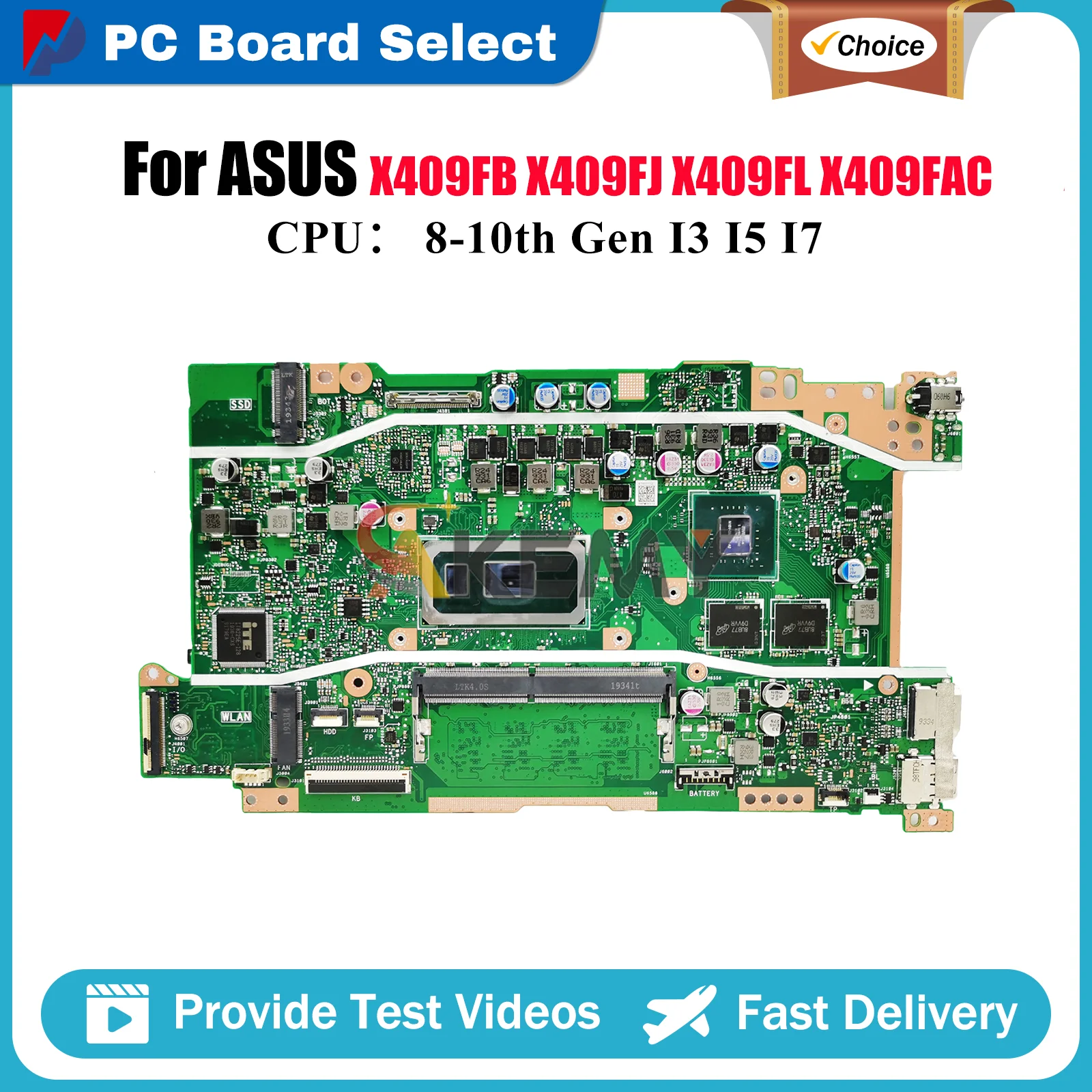 

X409FB Материнская плата для ноутбука ASUS F409F X409FAC Y4200F X409F X409FL A409F X409FJ Материнская плата с процессором I3 I5 I7 100% ОК тесто