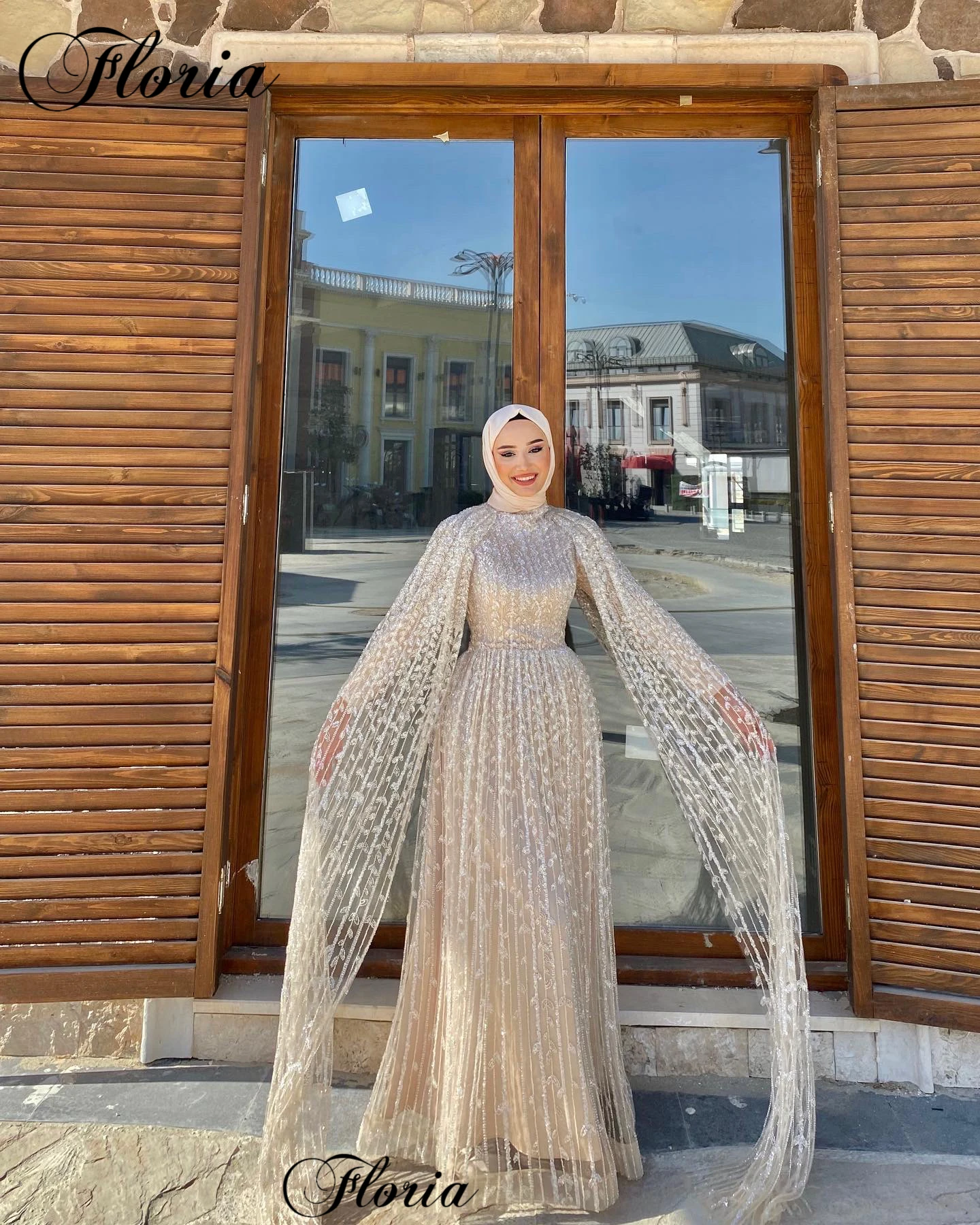 Muslim Beaded Evening Dresses With Long Sleeves Plus Size Formal Occasion Dresses For Women Vestido Longo Celebrity Dresses