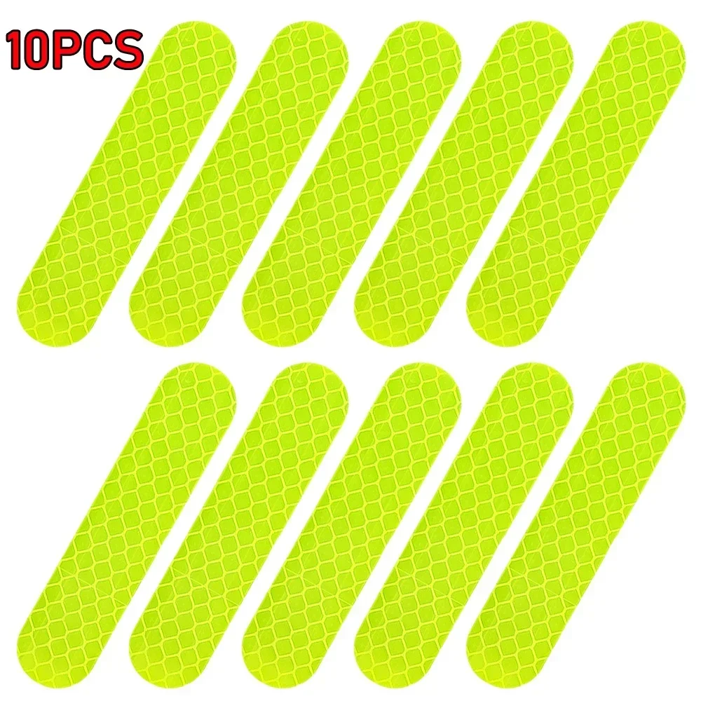 10 Pcs  Universal Safety Warning Reflective Stickers for Car Reflect All Light Sources Motorcycle Helmet Stickers Car Parts