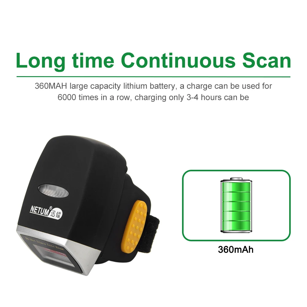

Netum R Series Mini Ring for Blue Tooth Finger Barcode Scanners 1D/2D Code Reader for Library Supermarket Applications